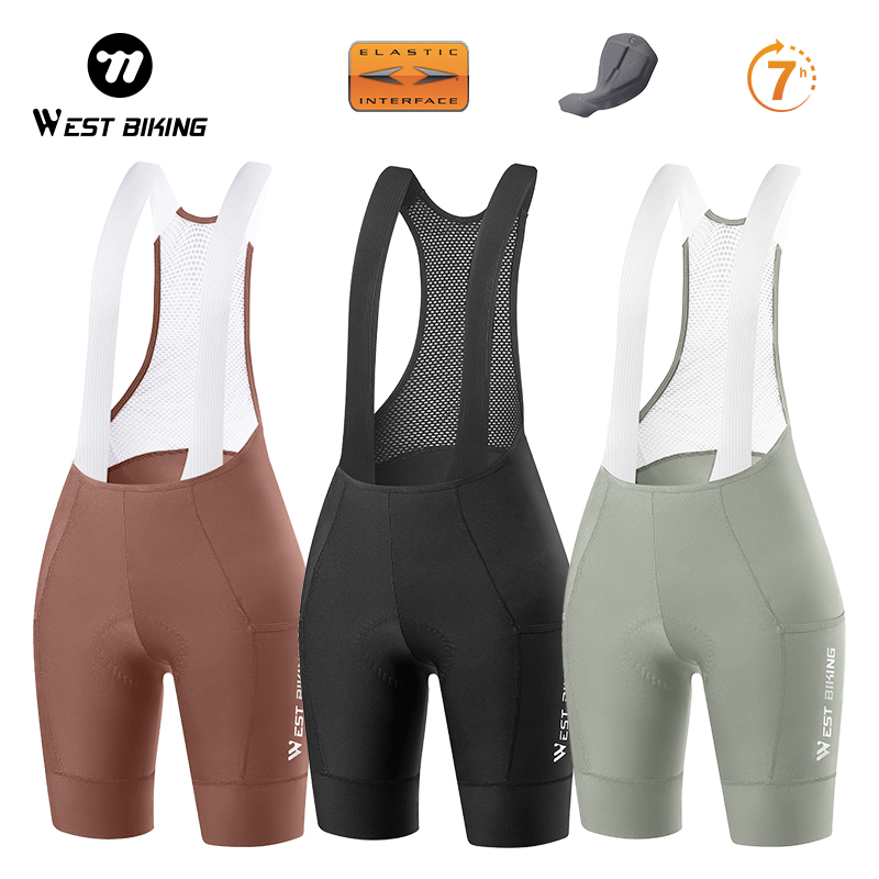 WEST BIKING レディース サイクリング ビブショーツ イタリア ELASTIC-INTERFACE® パッド プロフェッショナル チーム サイクリング ショーツ 夏用 通気性 ビブパンツ