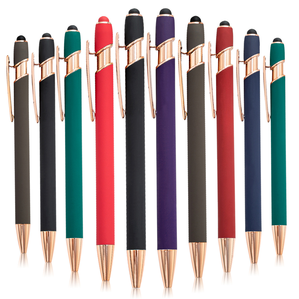 50Pcs Metal Ballpoint Pens With Stylus Tip For Touch Screens Writing Stationery Office School Gifts Free Custom Logo Name