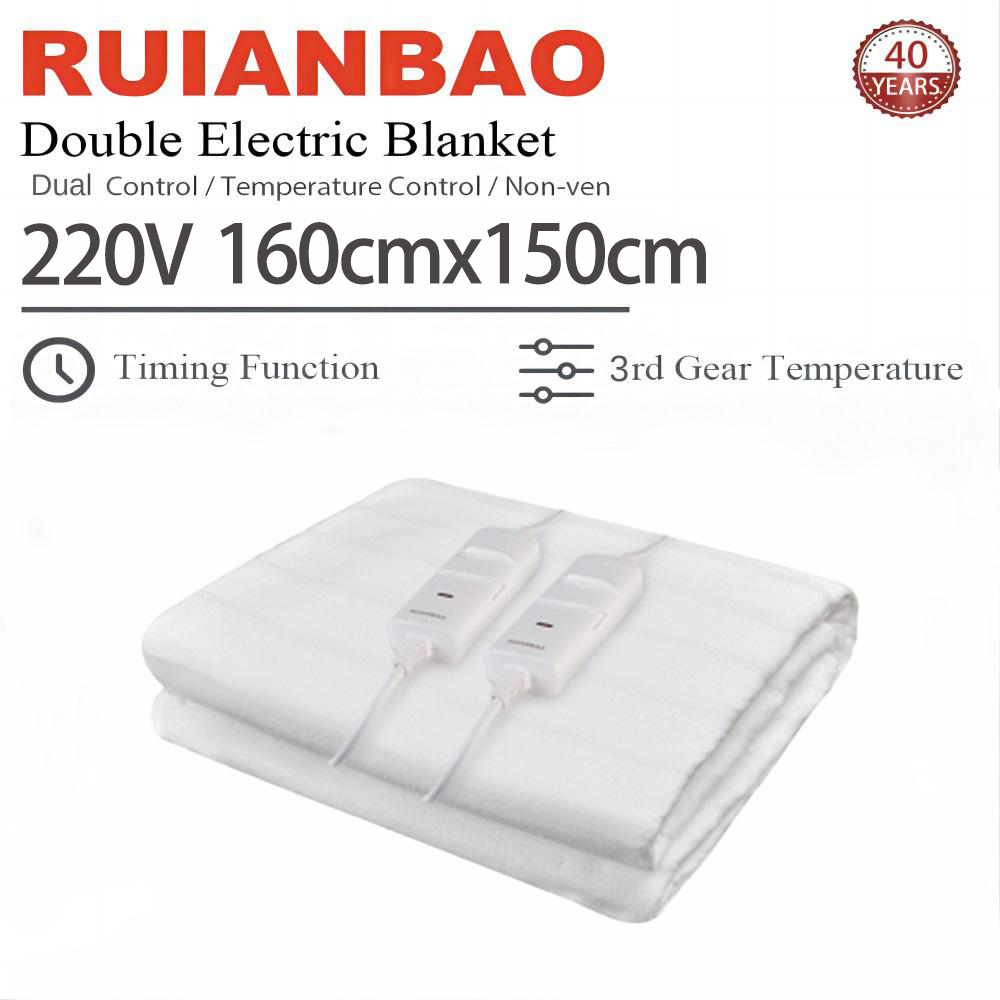 RUIANBAO 加熱毛布電気毛布タイマー加熱パッドクイーン 160*150 センチメートル 220V デュアル制御サーマルマットレス加熱ベッドウォーマー