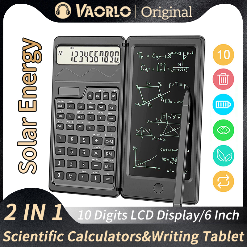 VAORLO 2 IN 1 折りたたみ関数電卓 6 インチライティングタブレットデジタル描画パッドグラフオフィスビジネススクール