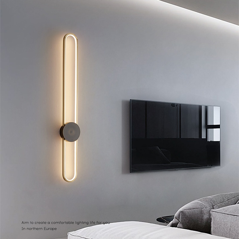 モダンな壁取り付け用燭台 LED ロングウォールライト寝室リビングルーム表面実装背景部屋の装飾壁照明器具