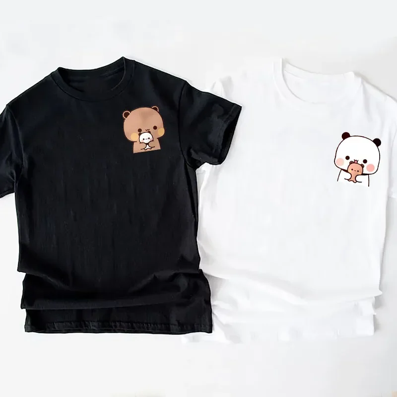 パンダクマブブドゥドゥとその赤ちゃん Tシャツファッションおかしいカップル Tシャツ女性のファッションカジュアル半袖 Tシャツ服