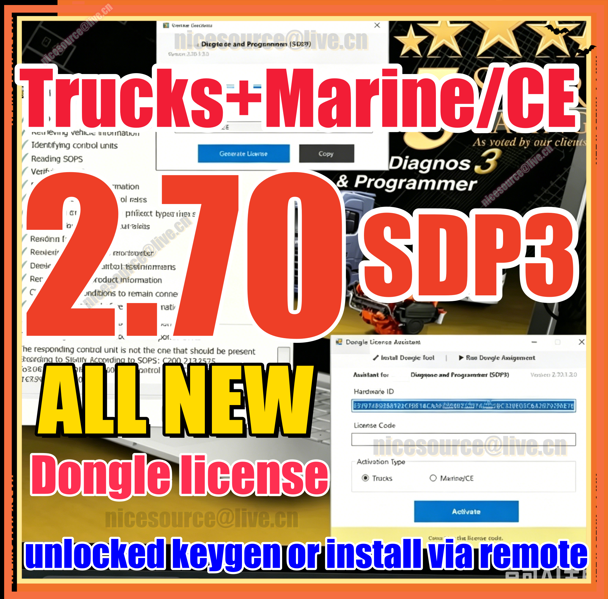 新しい SDP3 2.70 または 2.69 と keygen XCOM2.54 SOPS スカニア トラック バス エンジン診断プログラマ作業もっと PC 無制限