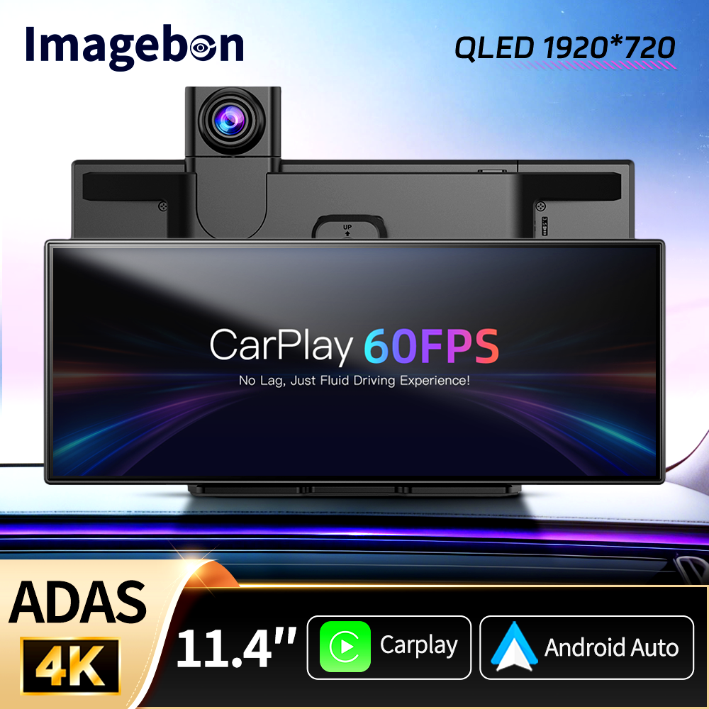 Imagebon H70 Plus 11.4インチ 4K QLED カー DVR ワイヤレス CarPlay