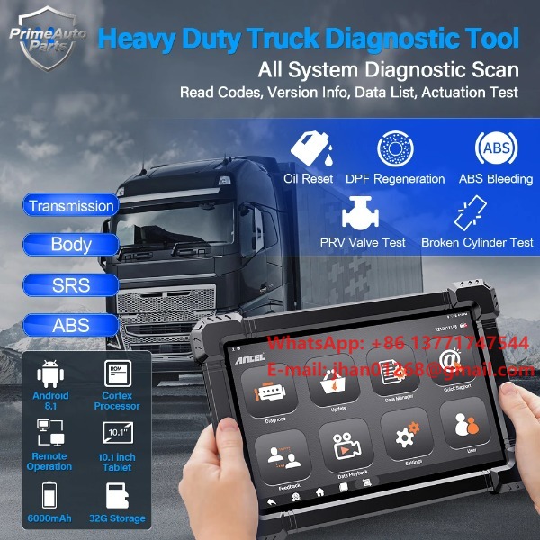 ANCEL X7 HD 大型トラック診断ツール Bluetooth OBD2 すべてのシステムオイル D-P-F 再生 ECU リセット 12V 24V スキャナ 2024