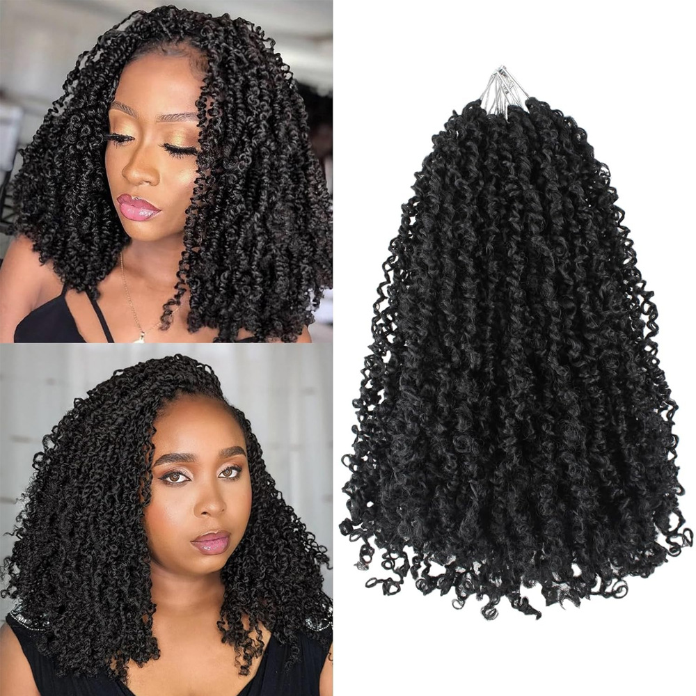 12インチヤンキーツイストかぎ針編みヘア30ストランドプレループツイストかぎ針編み三つ編みヘア合成カーリーヘアエクステンション黒人女性用