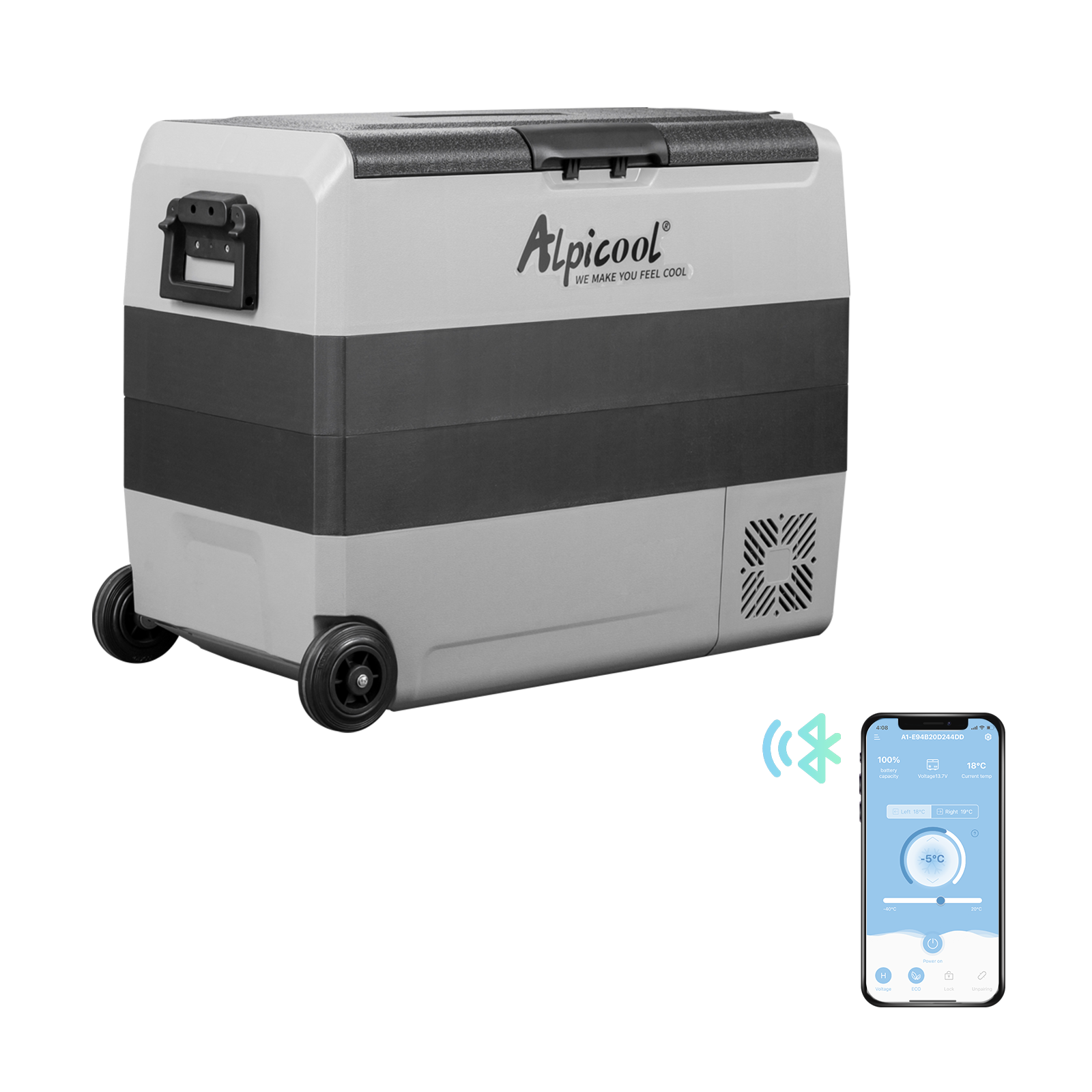 Alpicool T60 デュアル温度制御 12 ボルト冷蔵庫 63 クォート ポータブル車用冷蔵庫冷凍庫 (-4°F 〜 68°F) トラック、RV、ボート用
