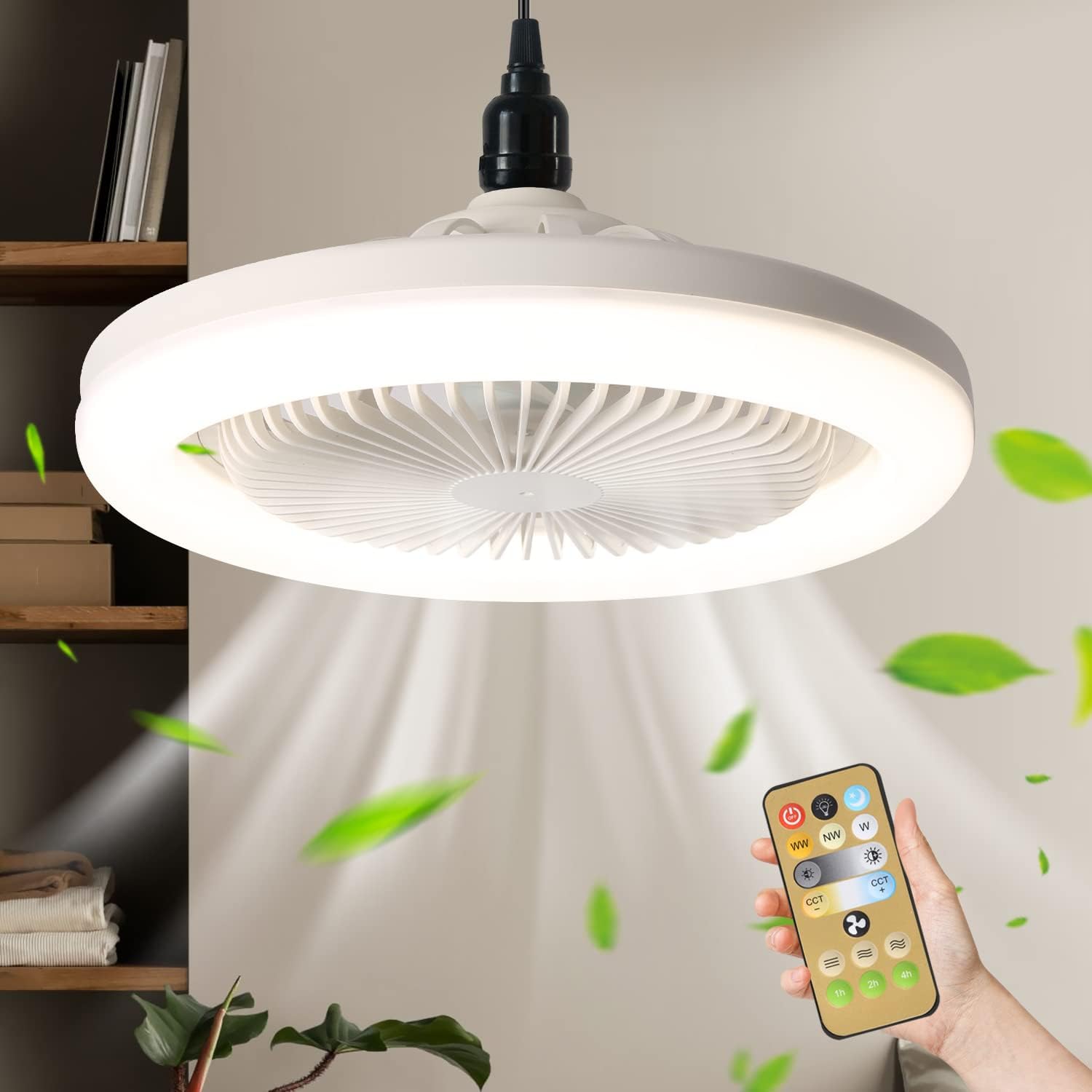 E27 LED ファンライト家庭用リビングルーム 3 色シーリングファンライトリモコン調光と寝室ファンライトへの切り替え