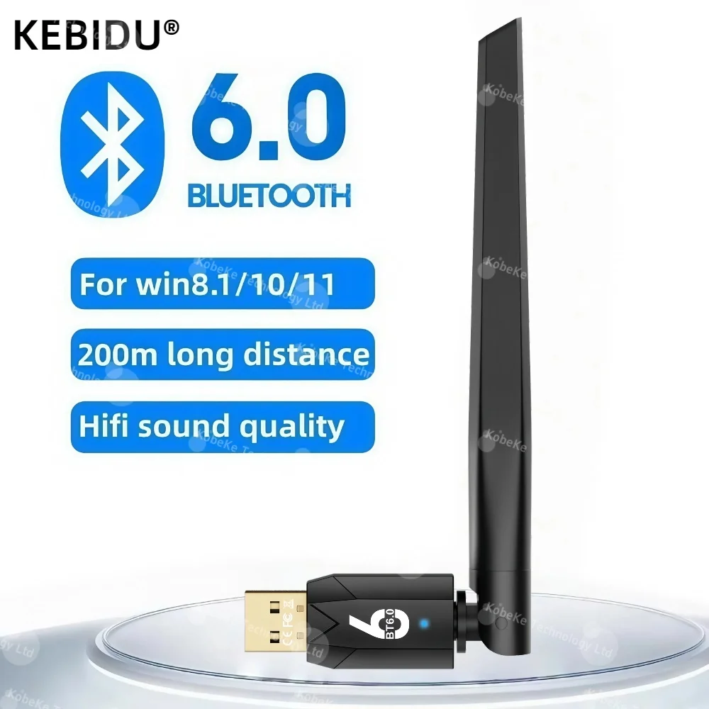 200M Bluetooth 6.0 アダプター USB Bluetooth ドングルドライバー Windows 11/10/8.1 マウスキーボードオーディオレシーバートランスミッター用無料