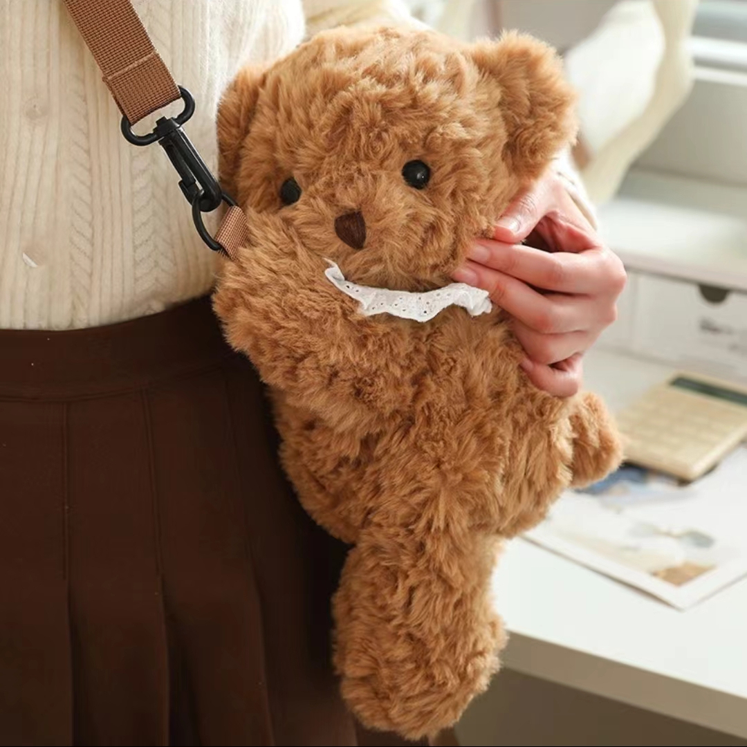 かわいいクマぬいぐるみバックパックかわいいファッションぬいぐるみ人形毛皮バッグ子供のバッグショルダーバッグミニナップザックバッグガールフレンドのためのギフト