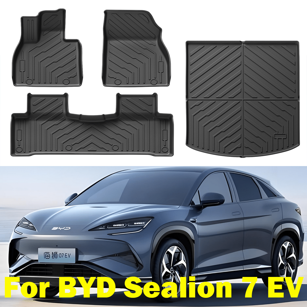 TPE 車のフロアマットとカーゴライナー BYD Seaion 7 2024 2026 全天候型バックレストマット トランクマット 左手ドライバー Seaion 07 用