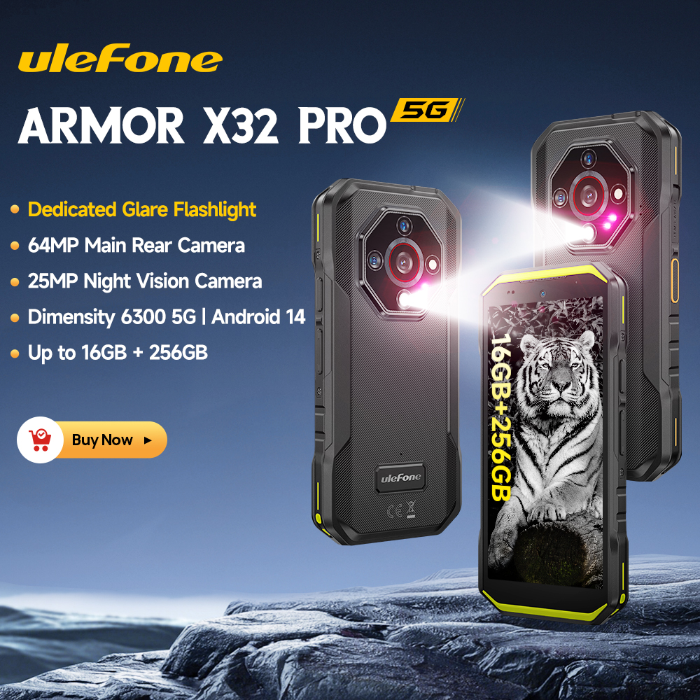Ulefone Armor X32 Pro 5G 頑丈な電話 Android 14 16 ギガバイト 256 ギガバイトの寸法 6300 オクタコア 64MP カメラ NFC IP68/IP69K 防水