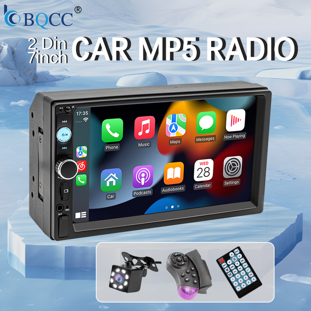 BQCC 7 ''カーラジオ 2din HD タッチスクリーン MP5 プレーヤー Bluetooth 12V FM ISO 電源補助入力ミラーリンクマルチメディアプレーヤー