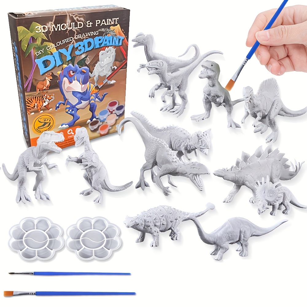 DIY 恐竜水彩画 - 男の子と女の子向けの恐竜ぬりえキット - ぬりえ用の 3D 恐竜おもちゃセット、子供用アート DIY ペイント