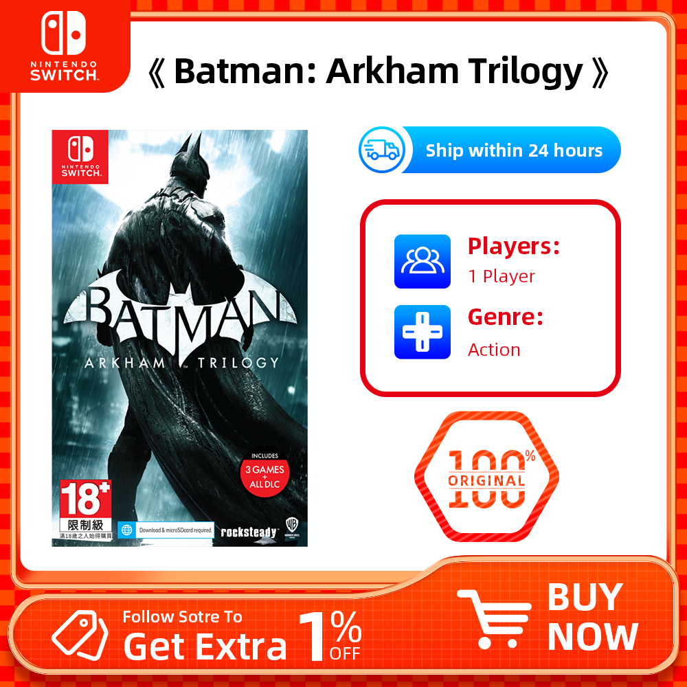 Nintendo Switch - バットマン アーカム トリロジー - ゲーム カートリッジ物理カード サポート TV テーブルトップ ハンドヘルド モード