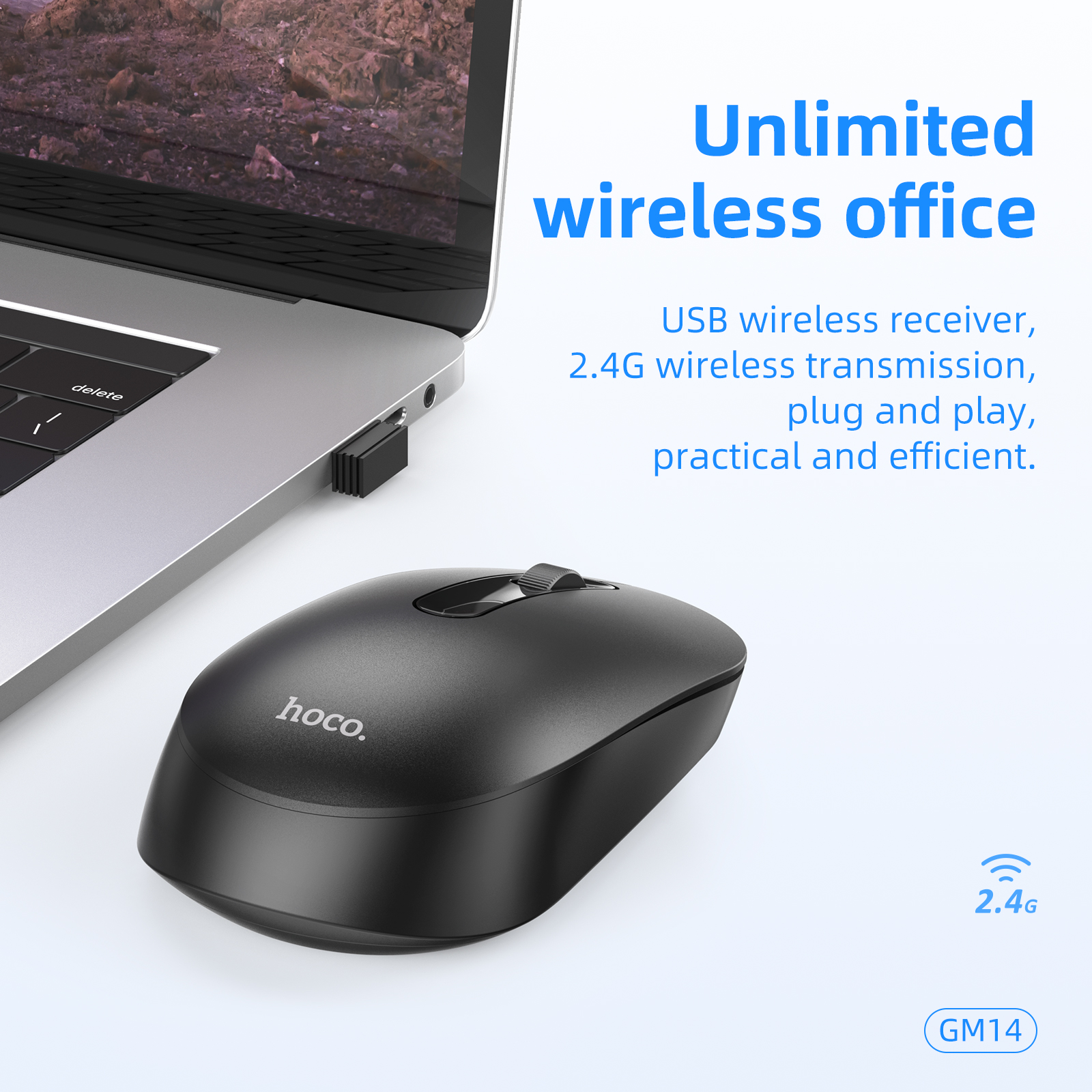 Hoco ポータブルワイヤレスマウス 1200 DPI サイレントマウス PC コンピュータ/ラップトップ 2.4GHz ノイズレス USB ワイヤレス ABS マウスホームオフィス用