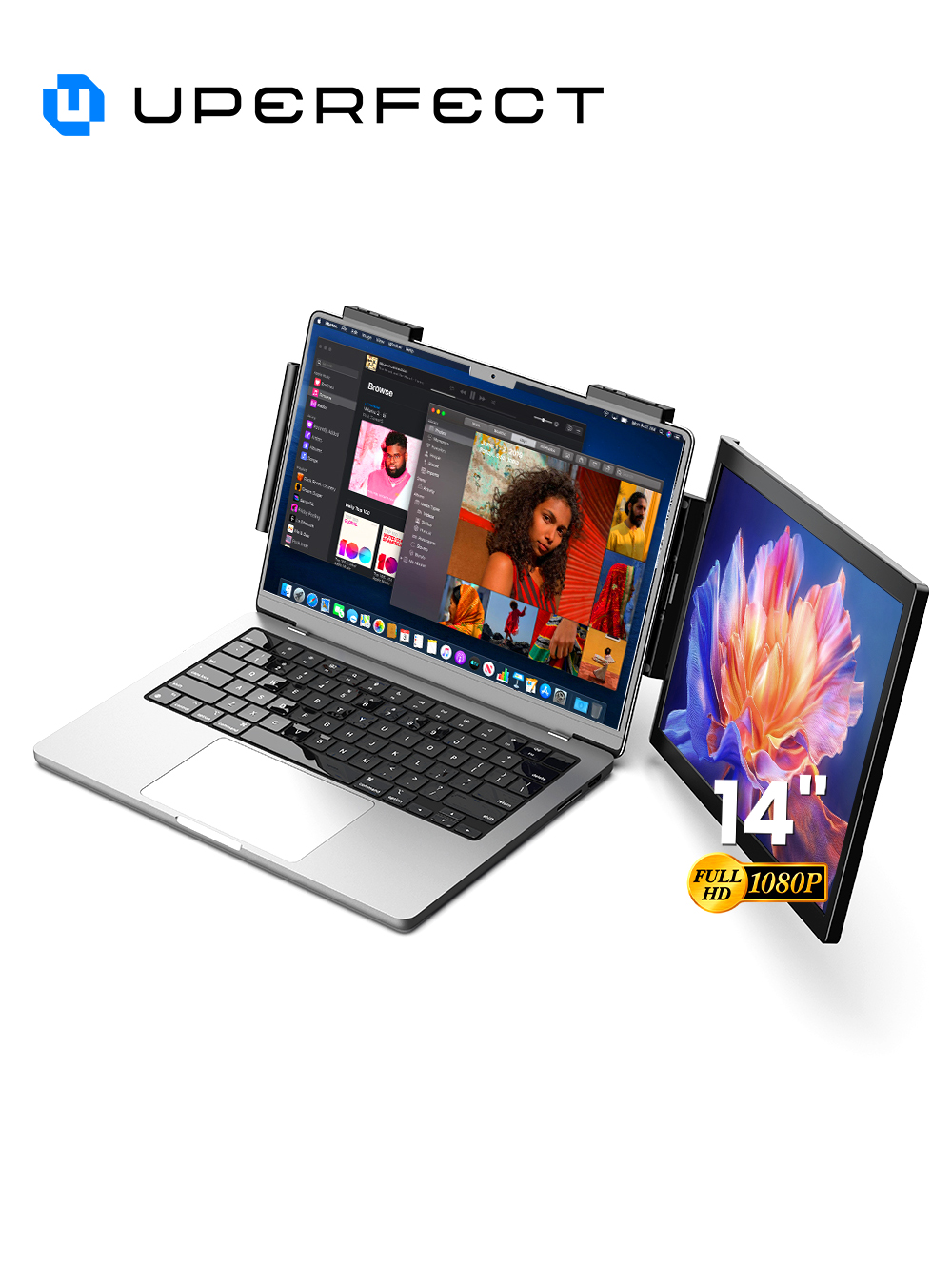 完璧な 14 インチポータブルモニターラップトップ折りたたみスクリーンエクステンダー 1080 FHD トラベルディスプレイ 13.3 "-17" ラップトップ PC Mac XBOX スイッチ用