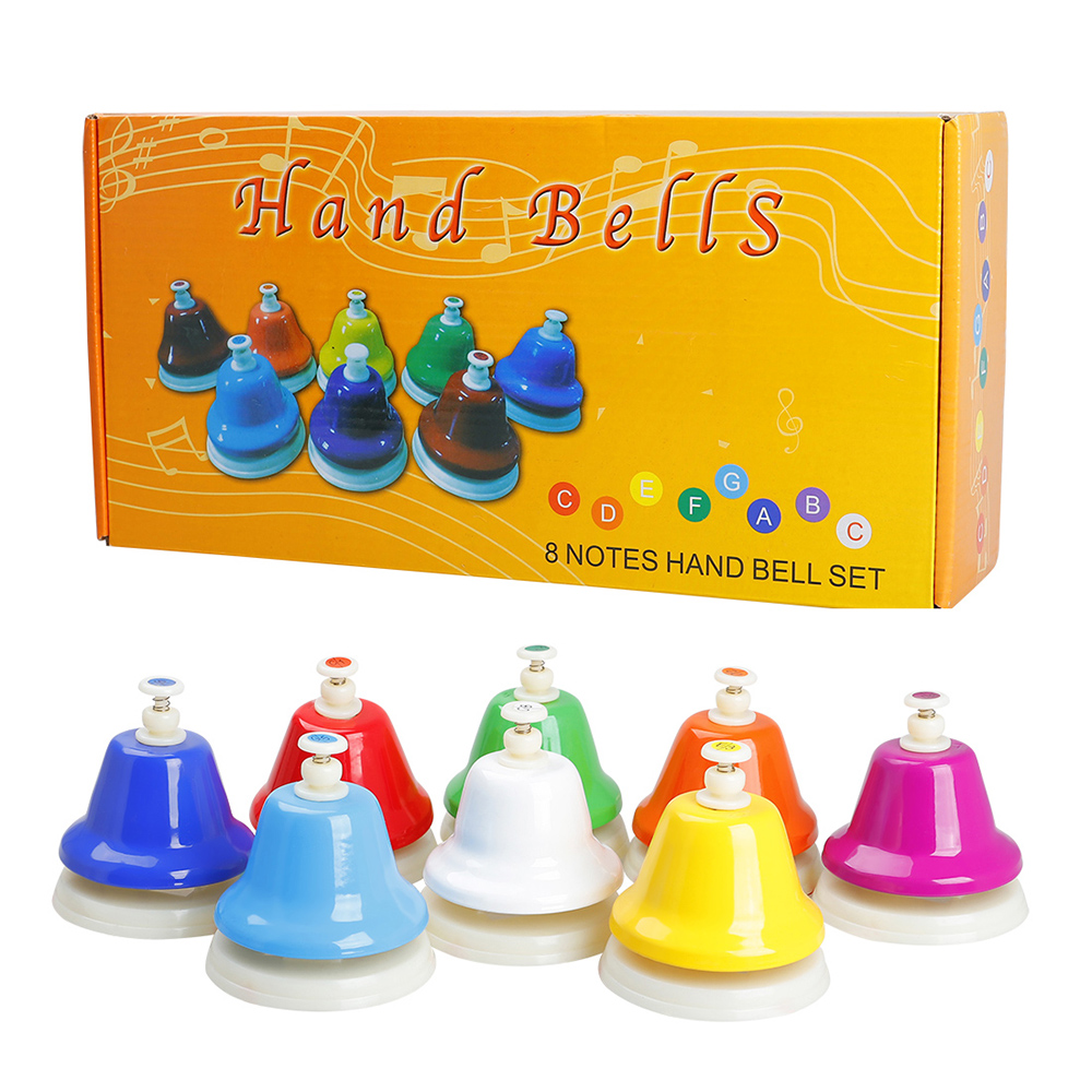 Orff 楽器セット ハンドベル カラフルな 8 音ハンドベル子供音楽おもちゃ赤ちゃん早期教育美しいクリスマスギフト