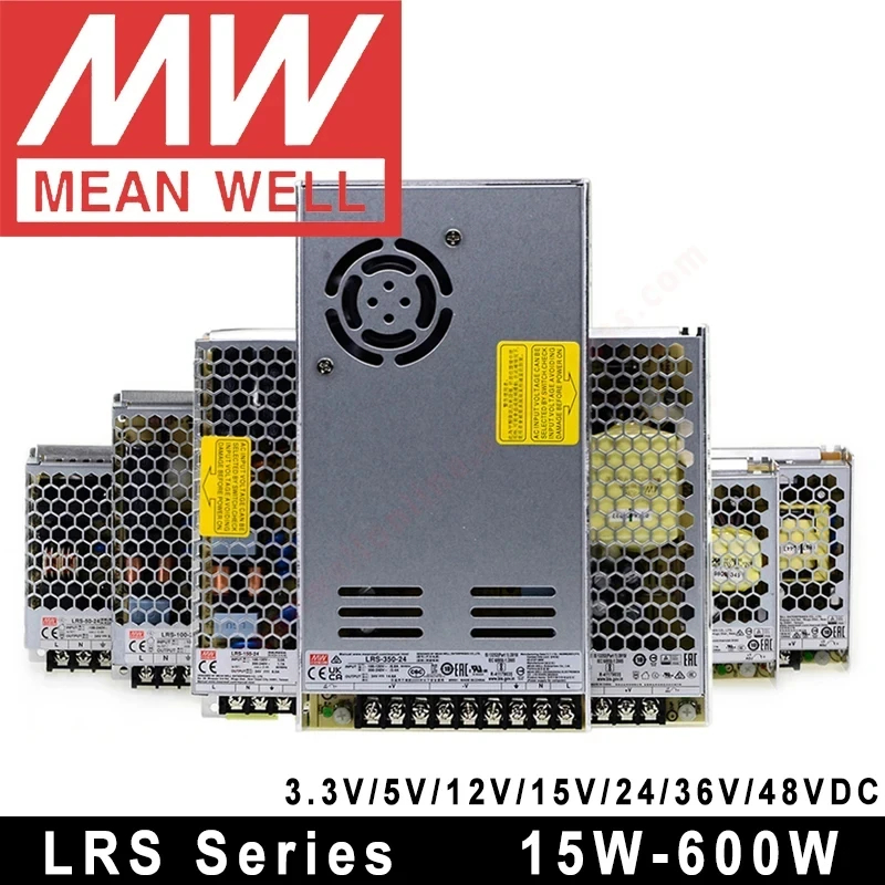 Mean Well RS-15 RS-25 LRS-35 50 75 100 150 200 350 450 600W 5V 12V 15V 24V 36V 48V 単一出力スイッチング電源 LRS-350W