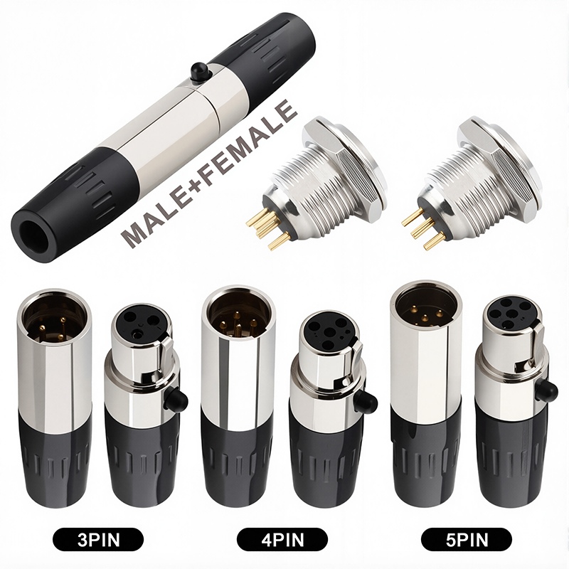 5/20 個ミニ XLR 3/4/5/6 ピンメスプラグ小型 XLR オーディオマイクコネクタマイクケーブルはんだ付けストレート