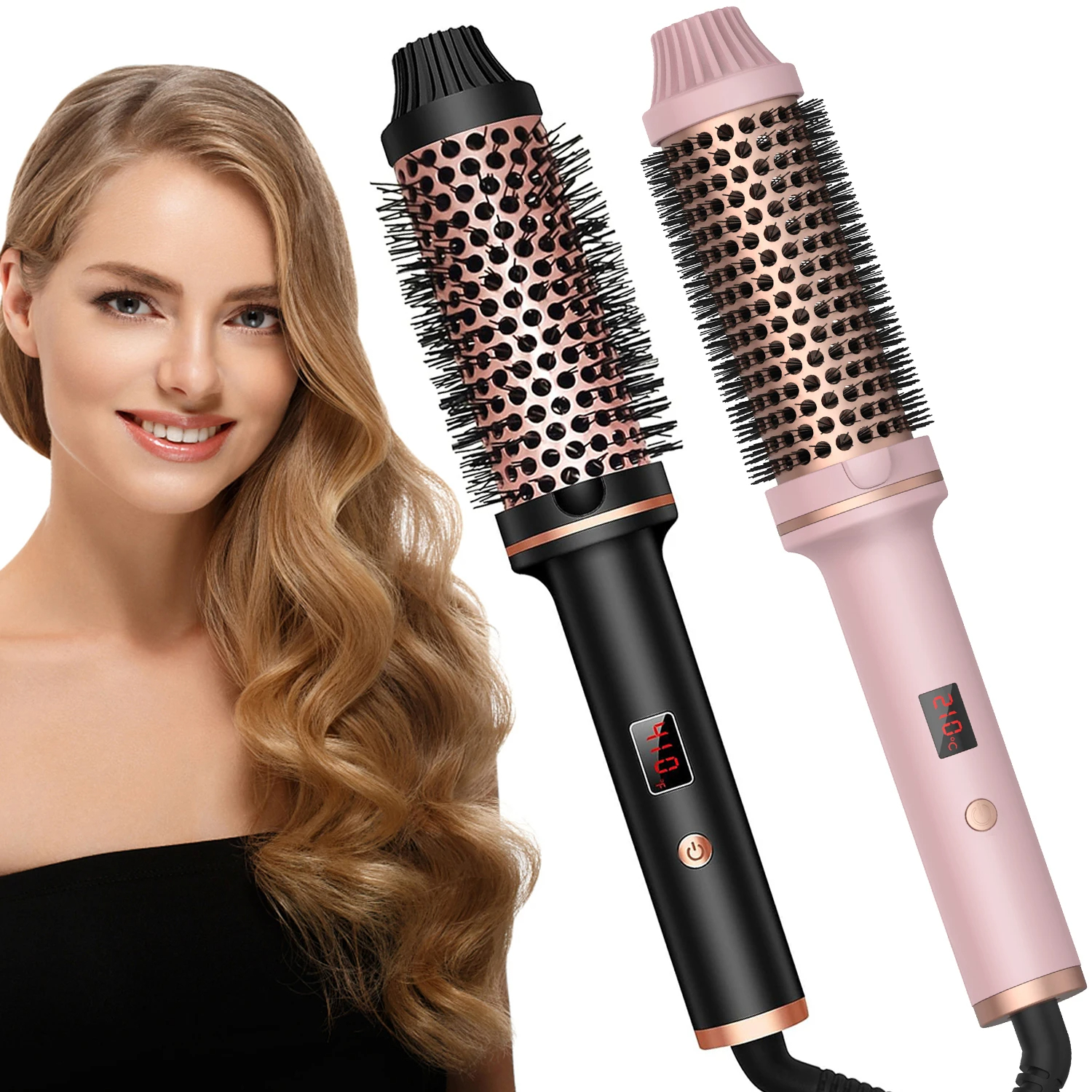 バレンタインギフトヘアカーラーストレートアイロン電気ヘアブラシホットコームプロフェッショナルヘアアイロン加熱抗熱傷サーマルブラシ