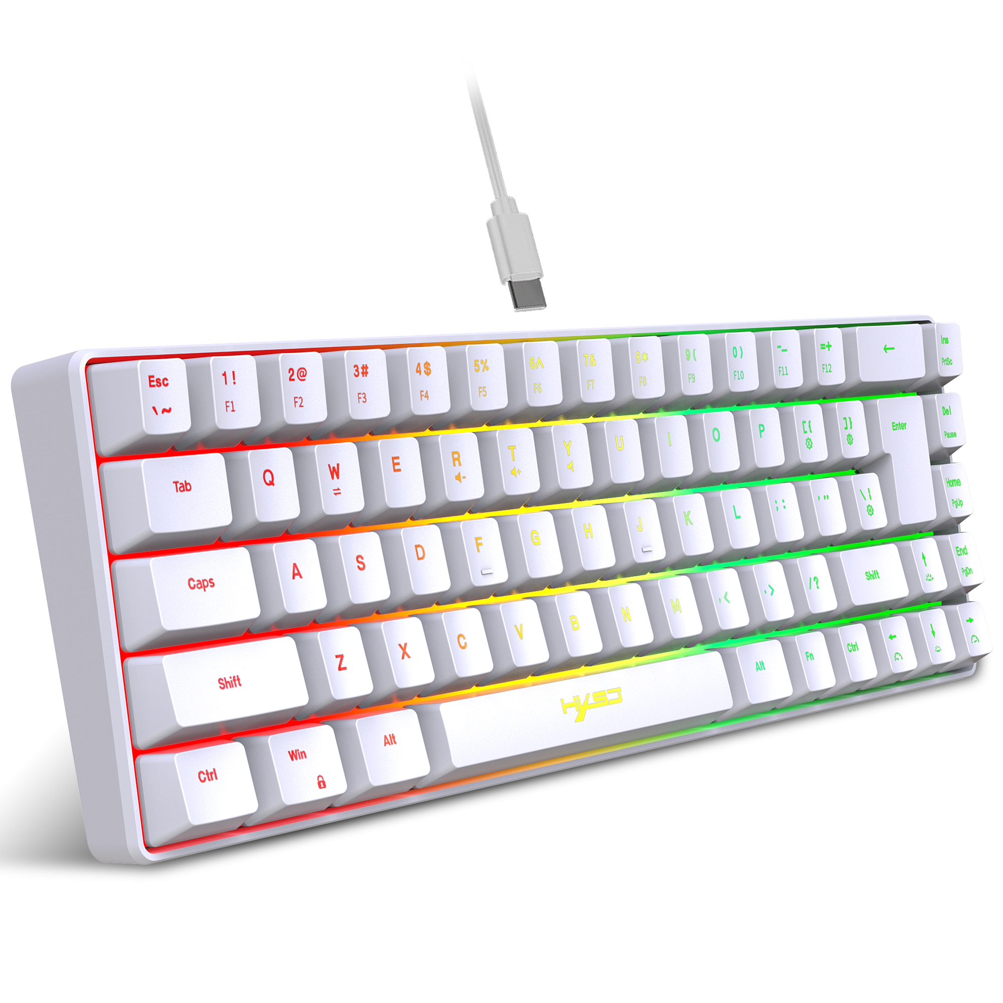 68 キーゲーミングキーボード USB 有線ポータブル 20 RGB バックライトキーボード Windows ラップトップコンピュータ用