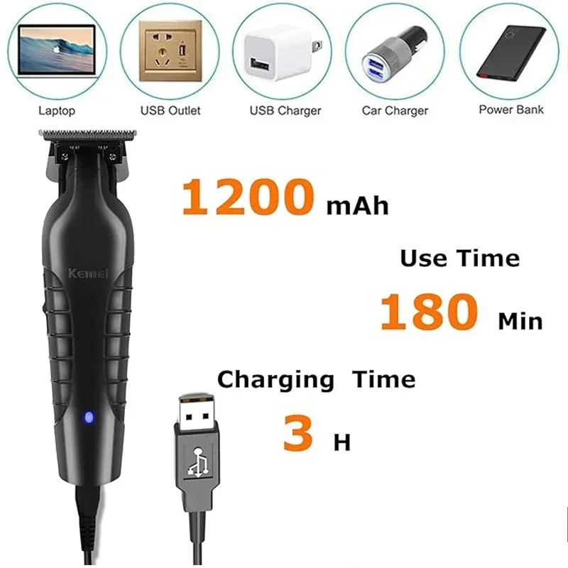 Kemei ヘアトリマープロのヘアトリマー 0 ミリメートル理髪散髪機電気バリカン充電式男性用トリマー KM-2299