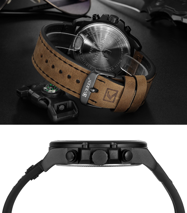 レロジオ Masculino メンズ腕時計トップブランドの男性スポーツ腕時計レザークォーツ時計 Erkek Saat curren 8314