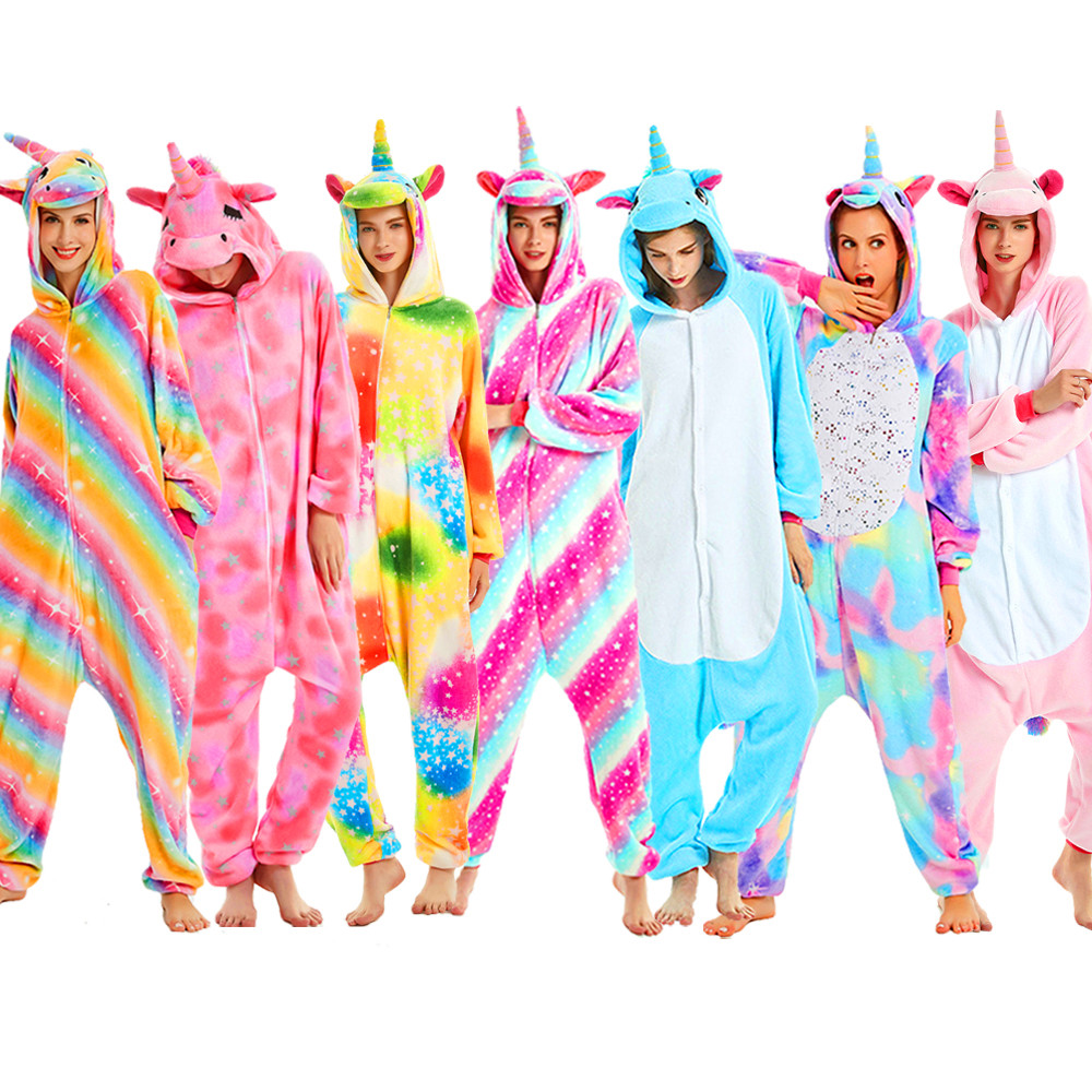 ユニコーンアニメコスプレ衣装女性男性ジャンプスーツ大人フード付きパジャマ子供着ぐるみ漫画 Onesies クリスマスハロウィン
