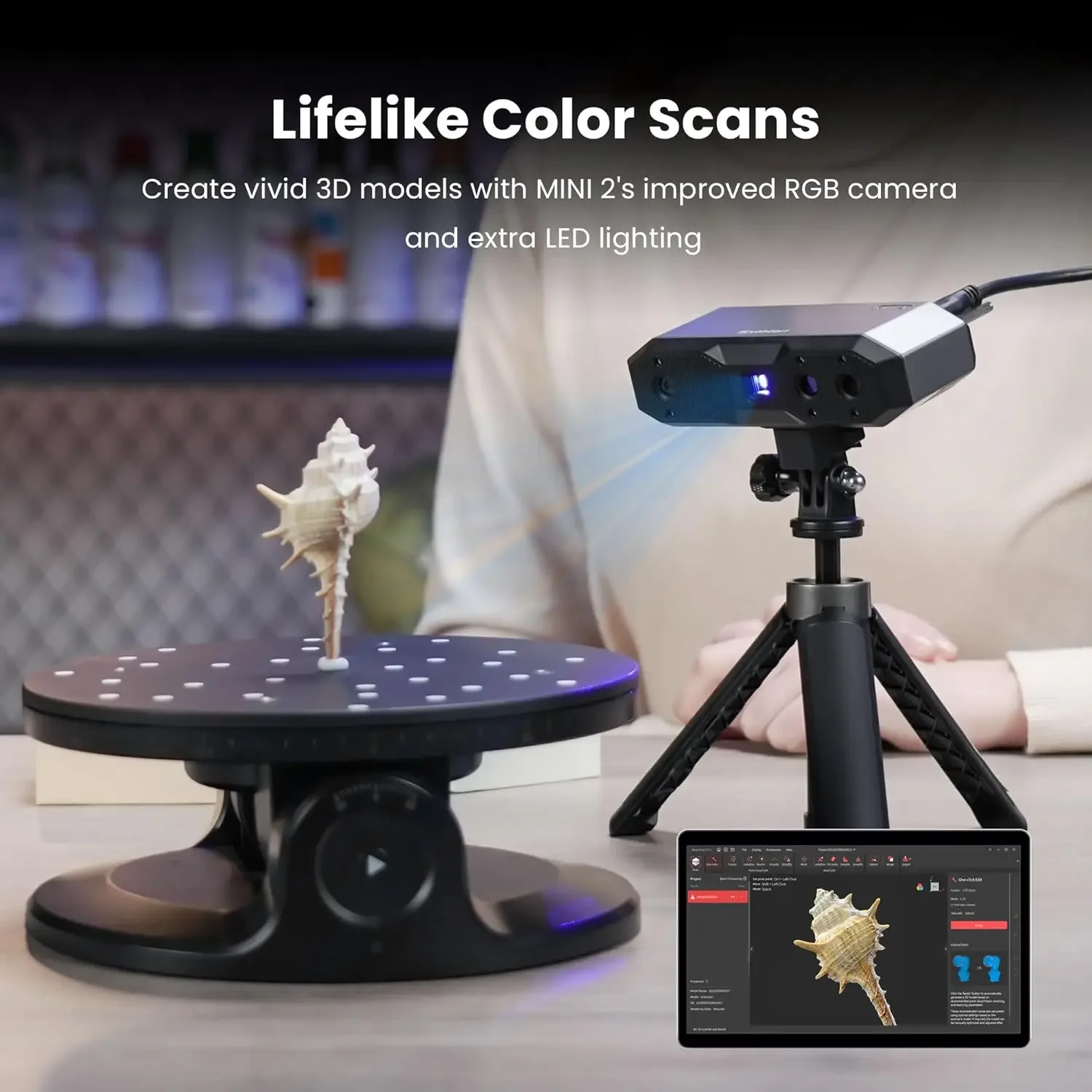 2025 Revopoint MINI 2 3D プリント用 3D スキャナー ハンドヘルド、最大 0.02mm 精度の 3D プリンター スキャナー