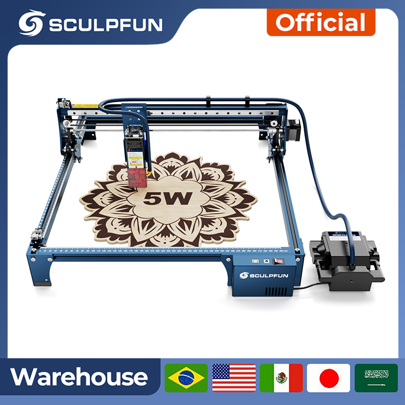 SCULPFUN 5 ワットレーザー彫刻機超薄型レーザービーム整形技術 S9 410 × 415 ミリメートル彫刻領域