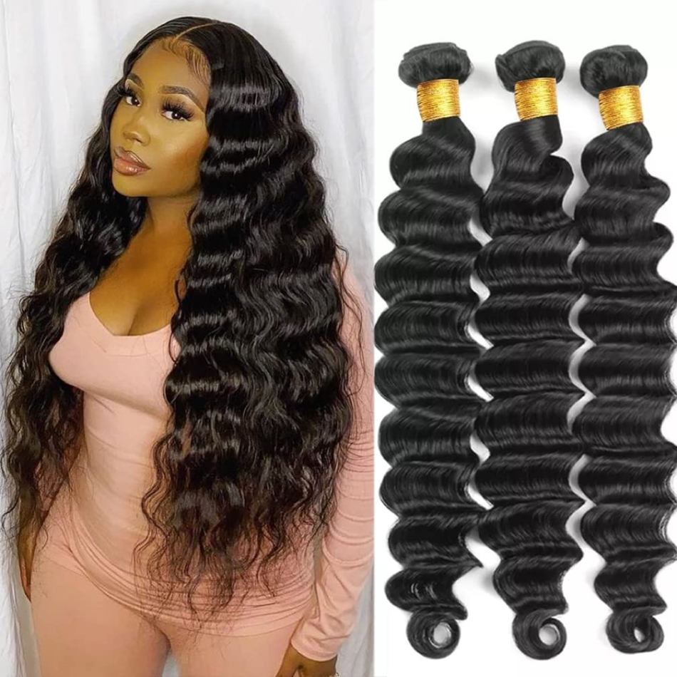 ルースディープウェーブ人毛バンドル未処理ブラジルバージンレミーヘアエクステンション女性のためのナチュラルカラーオリジナルブラジル