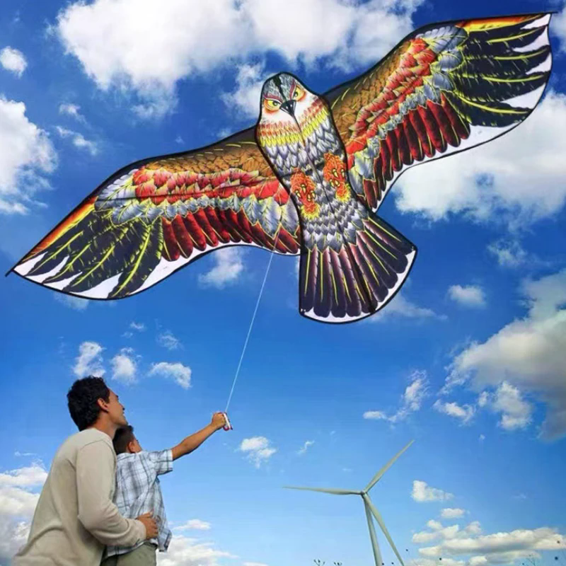 1.6/1.8 メートルジャイアントイーグル凧 100 メートル凧糸フライング鳥凧屋外楽しいスポーツガーデンおもちゃ鳥撃退凧