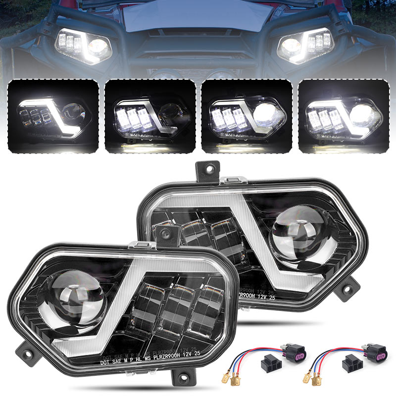 H4 LED ヘッドライトポラリススポーツマン 400 500 550 800 DRL ヘッドランプ Hi/Lo ビームエンジェルアイズハローリング ATV DRL フロントフォグランプ
