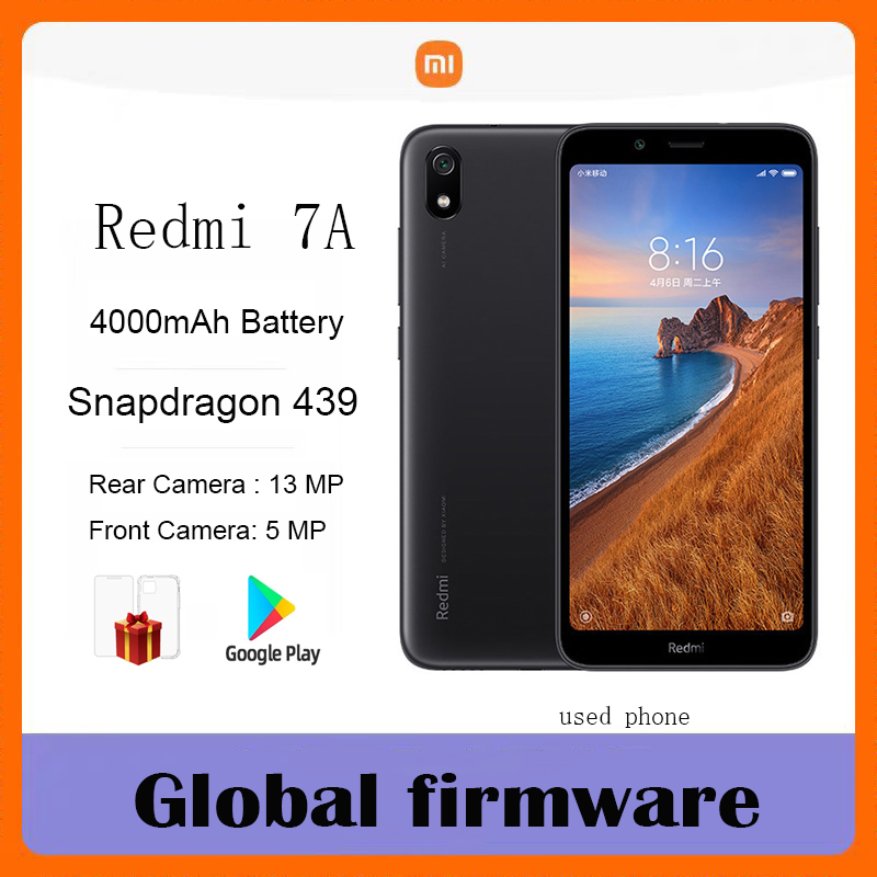 グローバルファームウェア Xiaomi Redmi 7A スマートフォン 5.45 インチ 4G すべてのネットワーク 1440x720 13MP Snapdragon 4394000mAh 中古電話