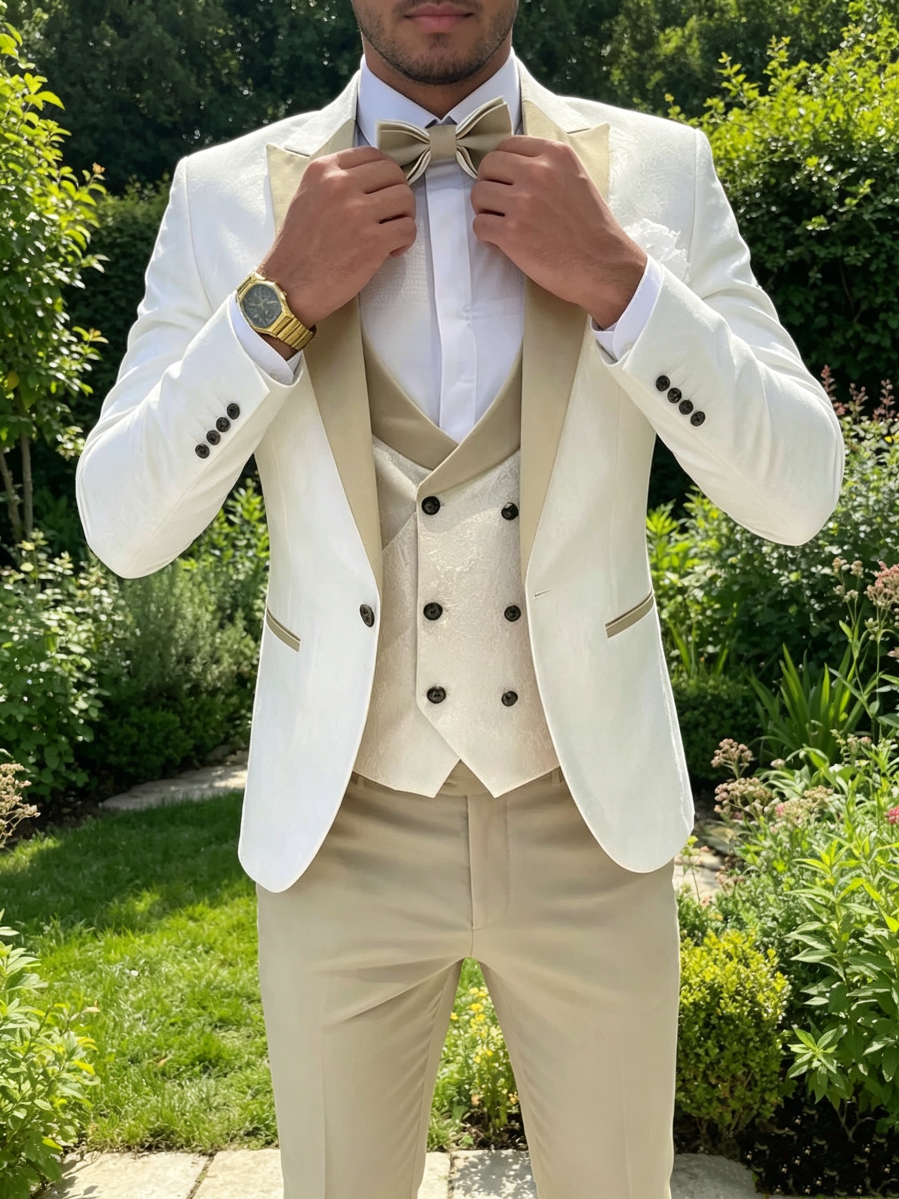 ジャカード 3 ピース結婚式メンズタキシードスリムフィットピークラペルブレザーベストパンツセットビジネスプロムパーティーセットメンズフォーマル服