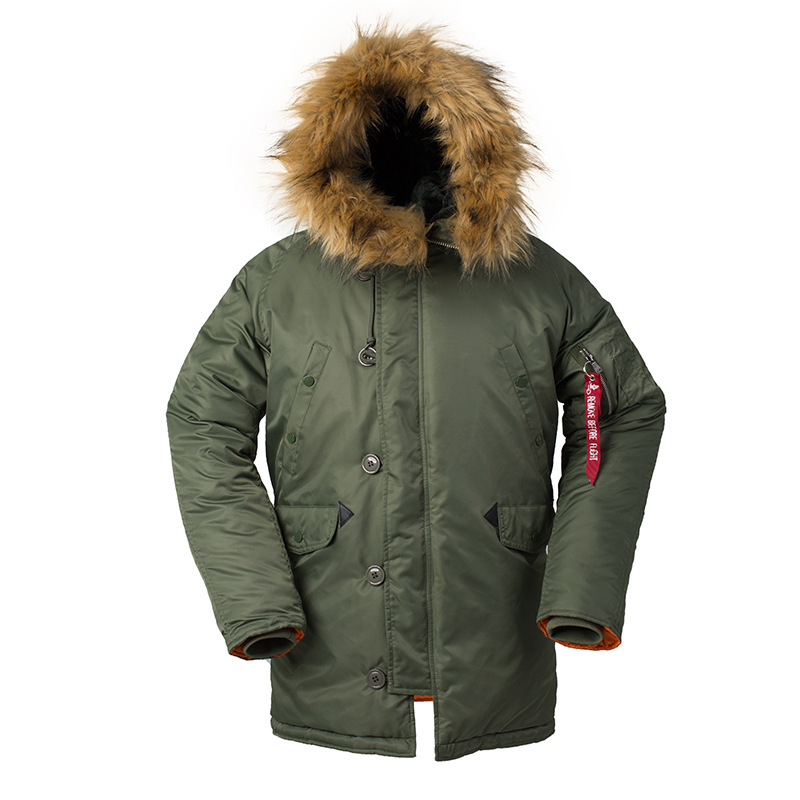 2026 Winter N3B puffer men long Куртка аляска coat military fur hood warm tactical bomber army korean thick parka Men Fashion