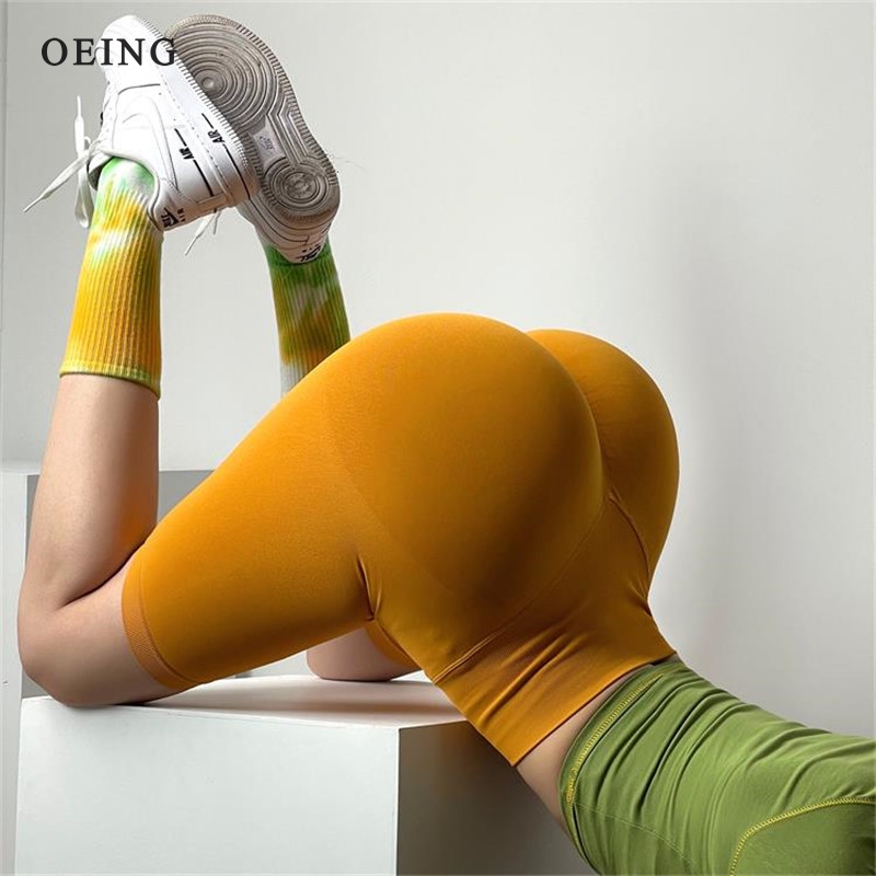 Women Seamless Yoga Shorts High Waist Fitness Push Up Sportswear Super Stretchy Gym Workout Shorts Sports Tights Running Clothes