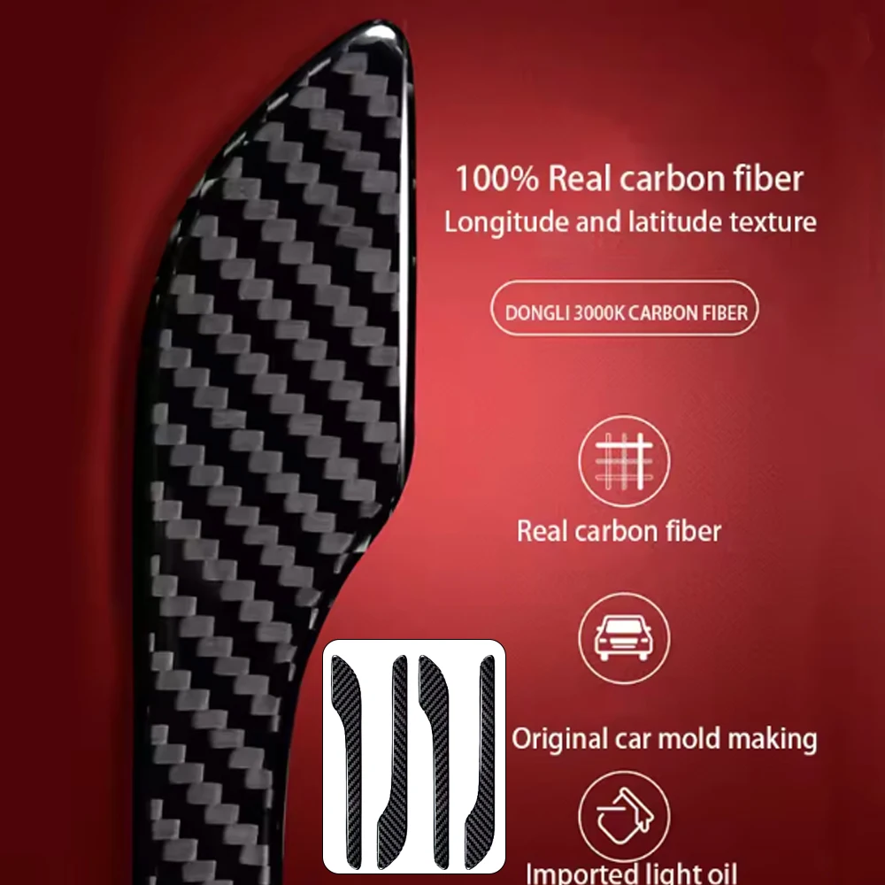 Door Handle Sticker Trim Cover For Tesla Model Y LAUNCH/Juniper/3/3+ Highland 2025 100% Real Carbon Fiber Decoration