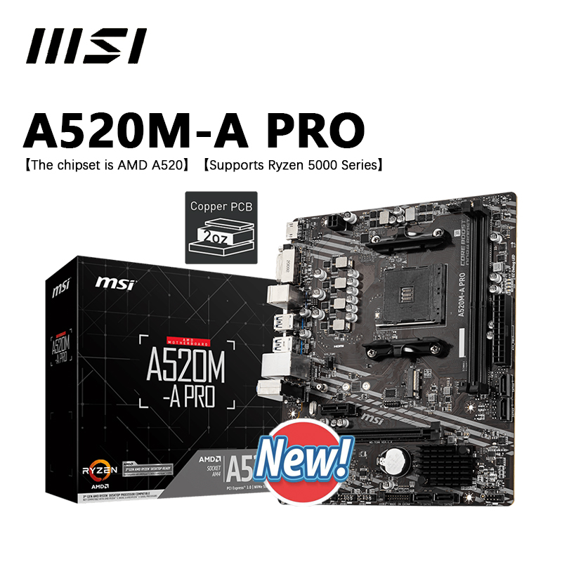 新しい MSI A520M A PRO マイクロ ATX AMD A520 DDR4 M.2 USB3.2 STAT 3.0 SSD/64 グラム最高のサポート R9 デスクトップ CPU ソケット AM4 マザーボード