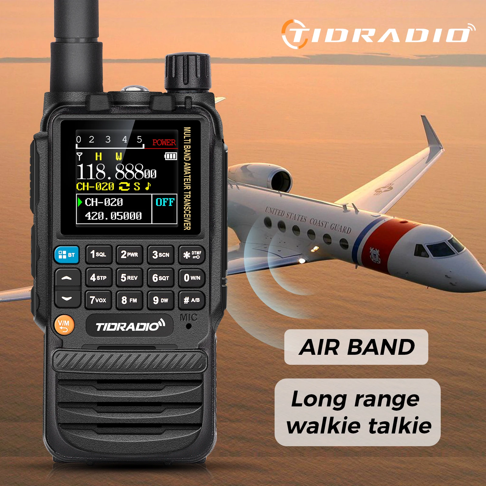 TIDRADIO H3 トランシーバー電話アプリワイヤレスプログラミング HAM エアバンド長距離ラジオ USB Type-C ケーブルプログラミング