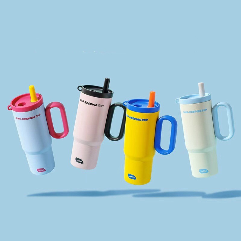 750ML ステンレス製魔法瓶カップ ストロー付き
