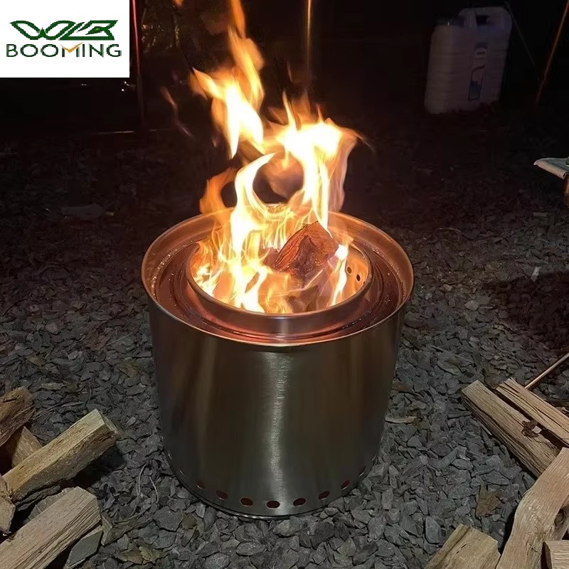 304 Stainless Steel Firewood Stove Outdoor Windproof and Warm Camping Stove Portable Picnic Barbecue Stove Camping Accessories