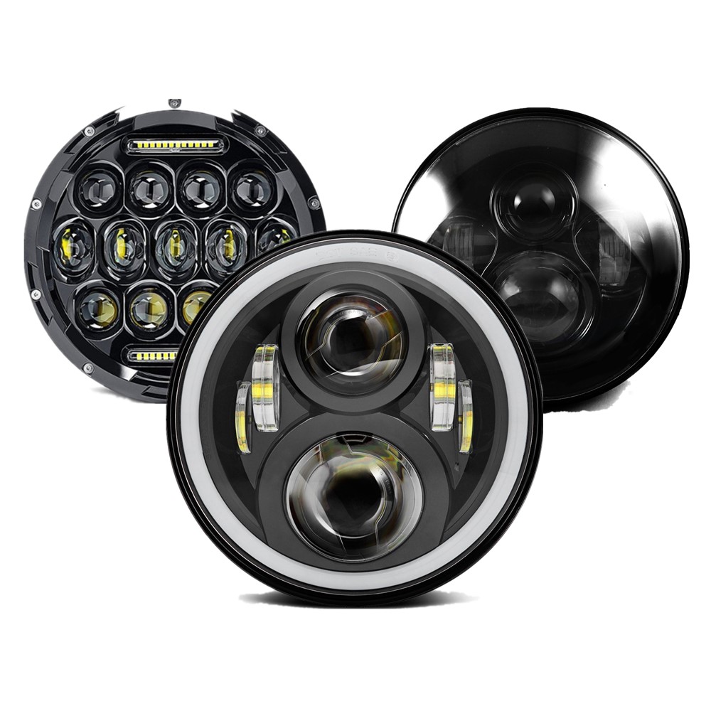 7 インチヘッドライトオートバイ 7 インチラウンド DRL ターンシグナルハロー LED ヘッドランプ 40 ワット 60 ワット 80 ワット 90 ワット