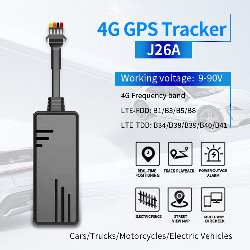 J26A 4G LTE 全地球測位システム トラッカー 全地球測位システム追跡車両 オプションの燃料センサー、Google マップ