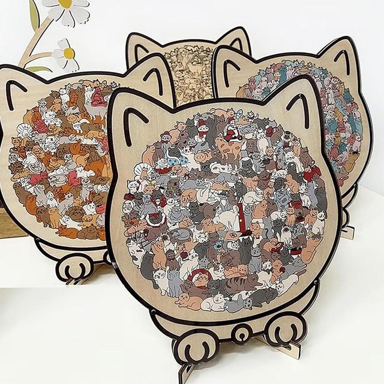 135 PC 木製猫型ジグソーパズルかわいい 3D 猫デザイン木製ジグソーパズル家の装飾飾り誕生日プレゼント子供のための