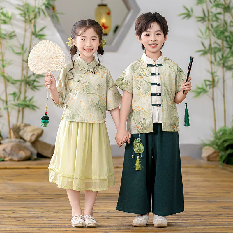 夏ステージベビー韓服衣装幼児女の子スーツカジュアル 2 点セット子供服唐衣装コスプレ男の子セット子供の日