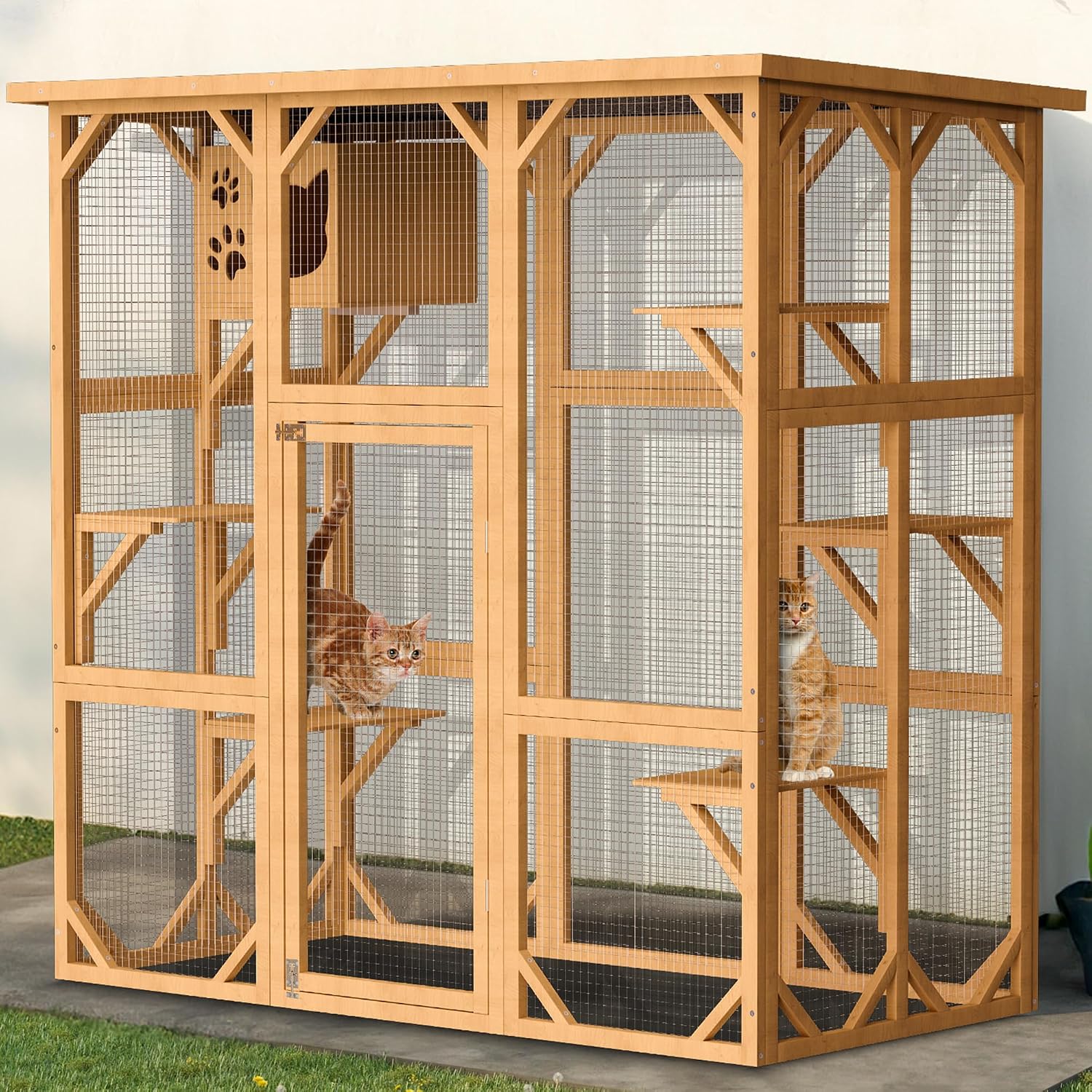 Catio 屋外猫囲いハウス、5 段大型屋内猫ケージ、5 つのプラットフォーム休憩ボックス付き、木製の猫 Catio ウォーク、カスタム