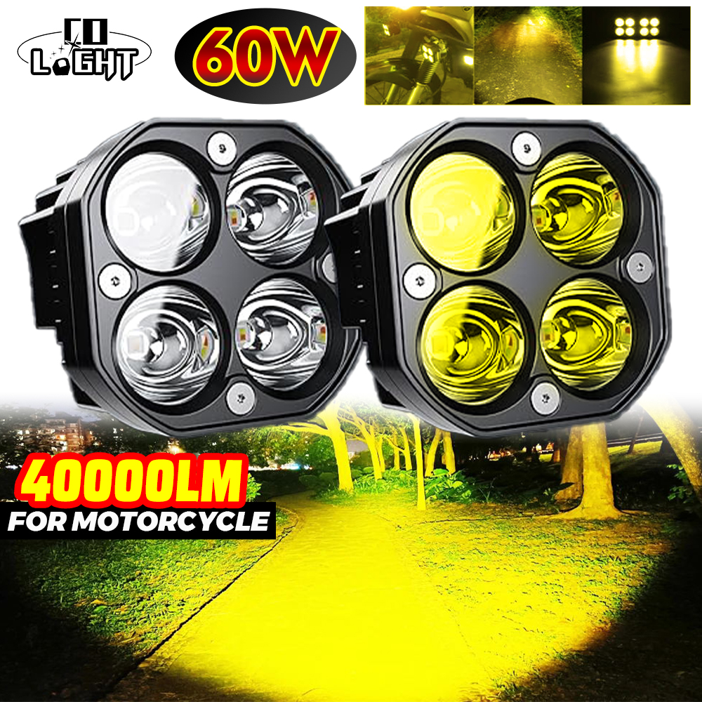 HAOLIDE オートバイ LED ワークライト 12V 24V 車用黄色フォグランプ 4x4 オフロードトラクター駆動ライト白正方形オフロード使用