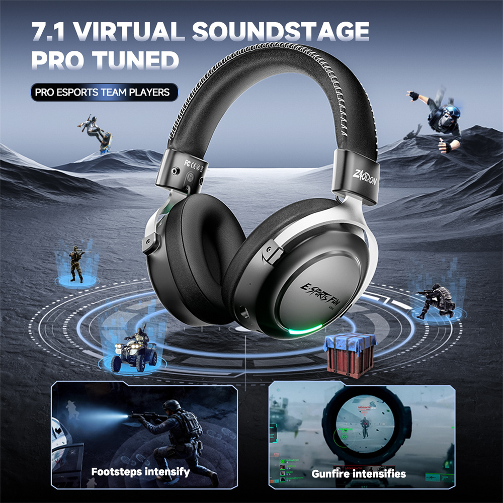 新しいワイヤレスゲーミングヘッドフォン、Bluetooth 6.0、53mmチタンドライバー、7.1バーチャルサラウンドサウンド、15msゼロレイテンシー、PC/PS5/モバイル用